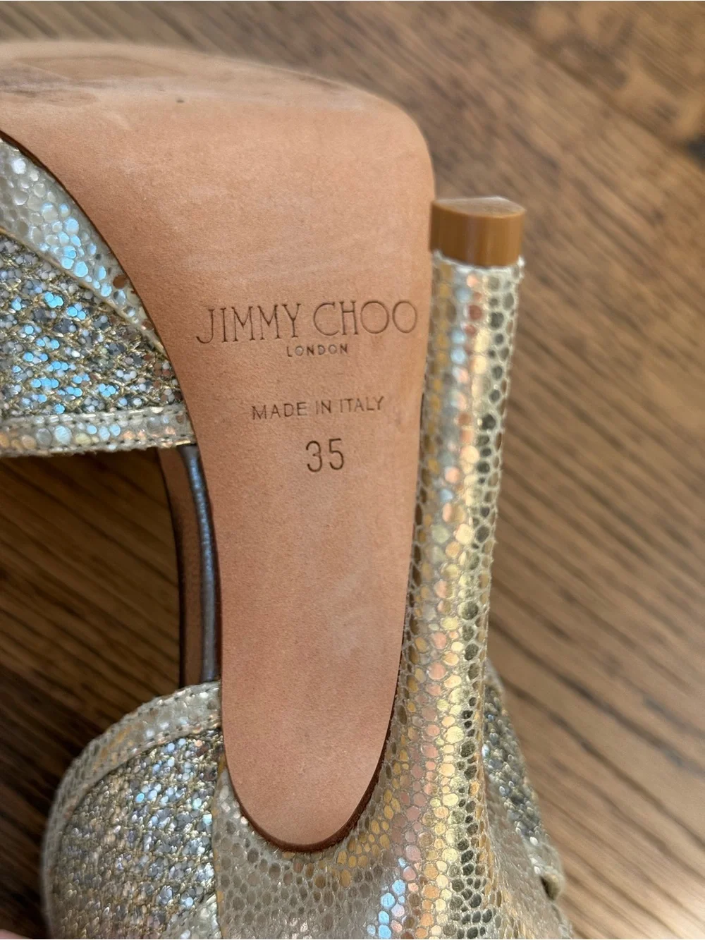 Jimmy Choo Glitter Strappy Platform Stilettos - Picture 6 of 7